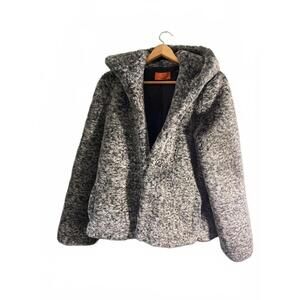 Patrizia Luca Milano Super Soft Cozy Gray Hooded Faux Fur Jacket Medium